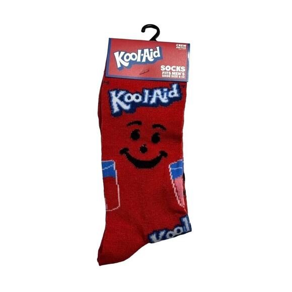 Odd Sox Unisex Kool Aid Man Oh Yeah Novelty Crew Socks Retro 80s 90s Red Blue - Picture 1 of 8